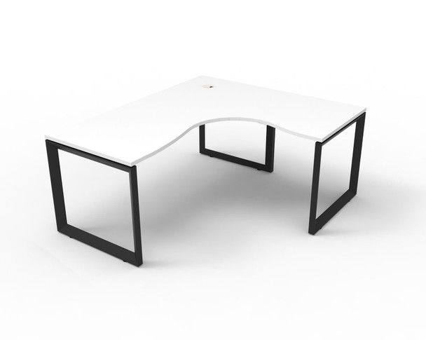 Rapidline Deluxe Rapid Infinity Corner Workstation Loop Leg 1500 x 1500 x 750mm Natural White / Black Satin