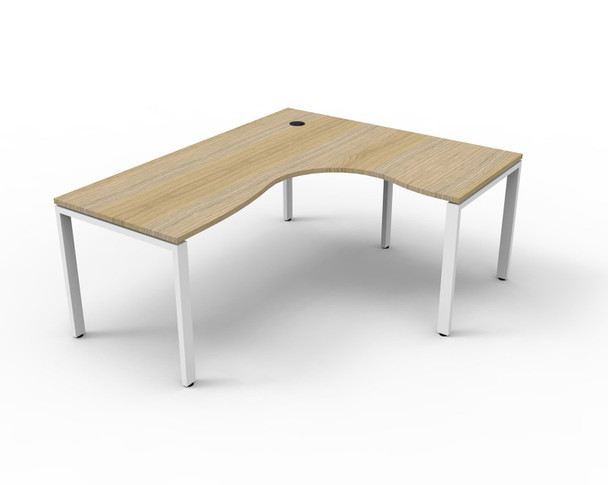 Rapidline Deluxe Infinity Corner Workstation 1800 x 1500 x 750mm Natural Oak / White Satin