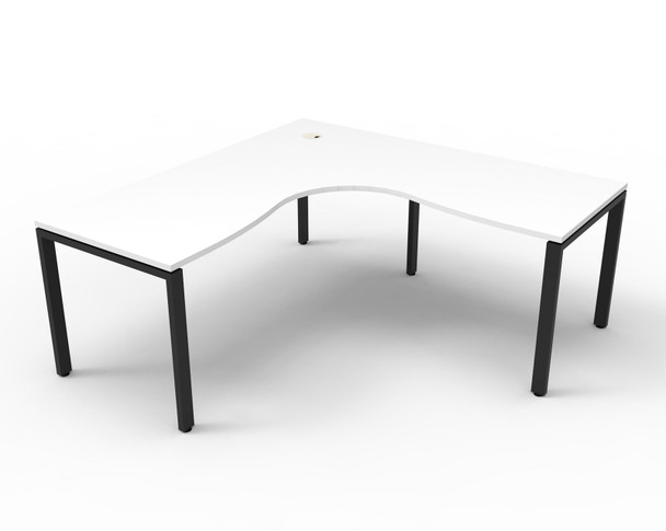 Rapidline Deluxe Infinity Corner Workstation 1800 x 1800 x 750mm Natural White / Black Satin