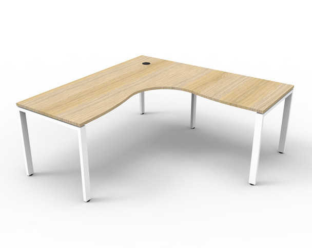 Rapidline Deluxe Infinity Corner Workstation 1800 x 1800 x 750mm Natural Oak / White Satin