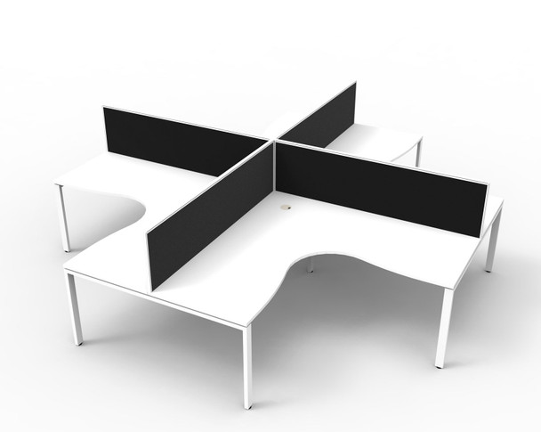 Rapidline Deluxe Infinity 4 Person Corner Workstation Profile Leg 1800 x 1800mm with Screen Natural White / White Satin