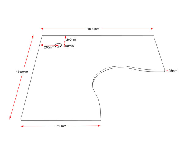 Rapidline Corner Workstation Top Only 1500 x 1500 x 750 x 25mm Natural Oak