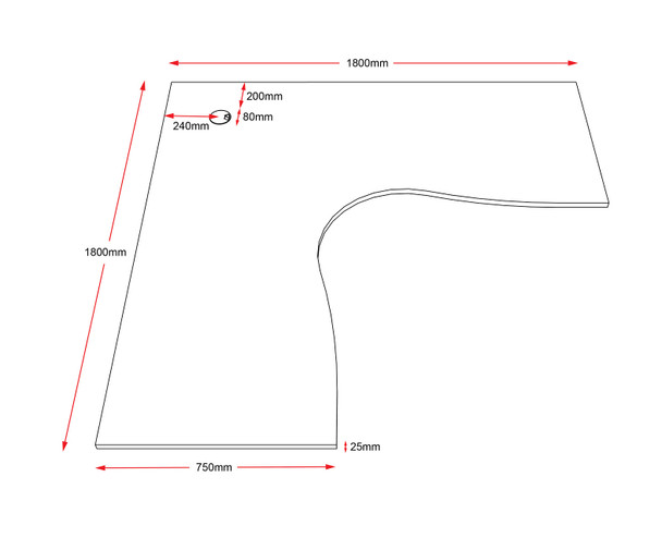Rapidline Corner Workstation Top Only 1800 x 1800 x 750 x 25mm Natural White