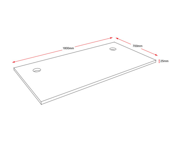 Rapidline Rectangle Table Top Only 1800 x 700 x 25mm with 2 Cable Port Natural White