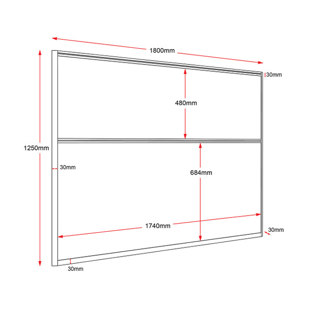 Rapidline Rapid Span Screen Grey Upholstery 1800 x 30 x 1250mm