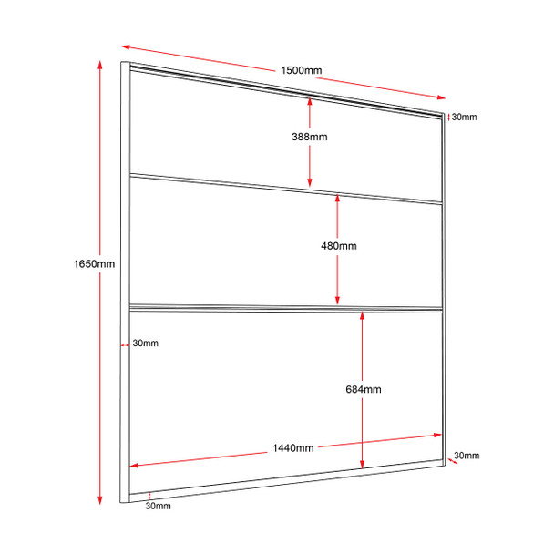 Rapidline Rapid Span Screen Grey Upholstery 1500 x 30 x 1650mm