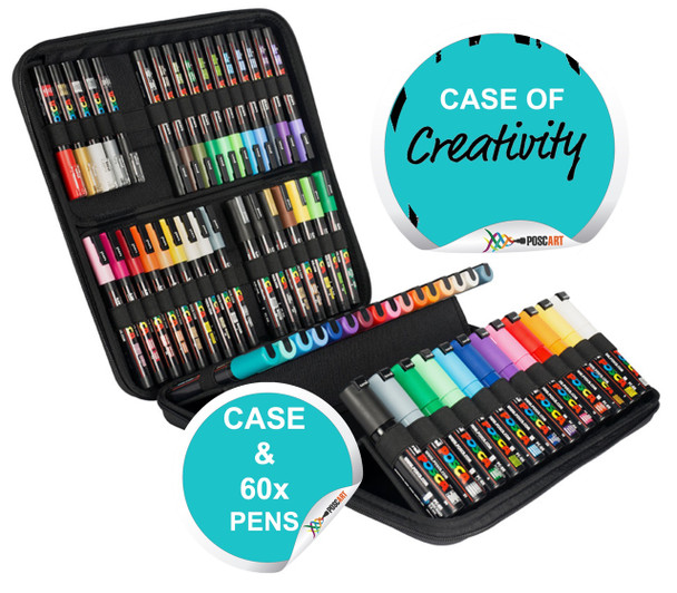 Posca Storage Case Large Kit with 60 Assorted Markers