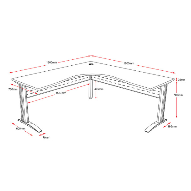 Rapidline Corner Workstation Rapid Span 1800 x 1800 x 700mm Beech / Precious Silver