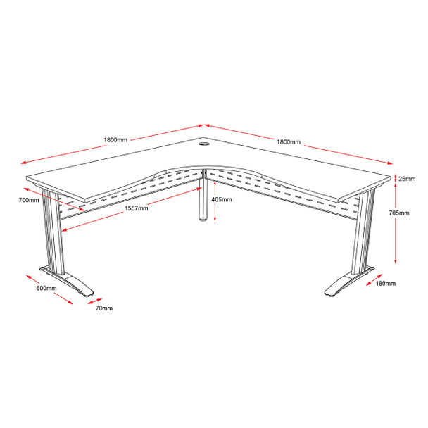 Rapidline Corner Workstation Rapid Span 1800 x 1800 x 700mm Natural White / Precious Silver
