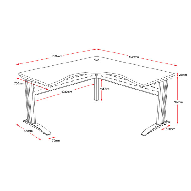 Rapidline Corner Workstation Rapid Span 1500 x 1500 x 700mm Beech / Precious Silver