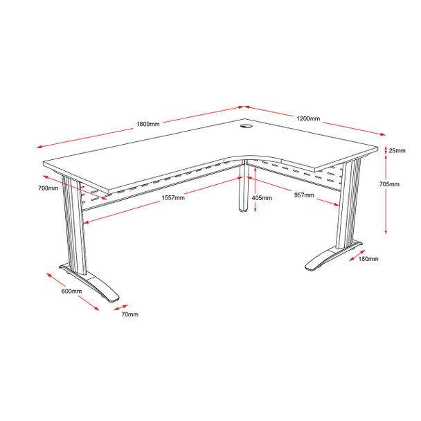 Rapidline Corner Workstation Rapid Span 1800 x 1200 x 700mm Beech / Black Satin