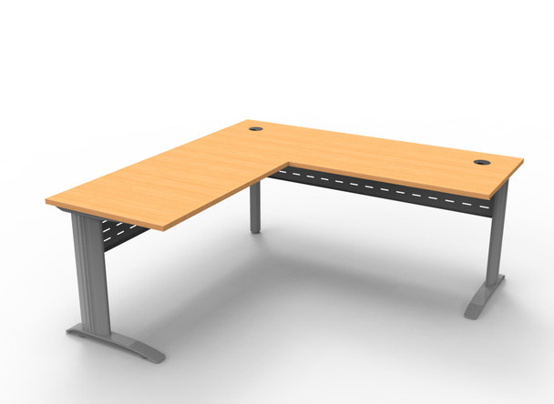 Rapidline Rapid Span Open Workstation with Return 1800 x 1800 x 700mm Beech / Precious Silver