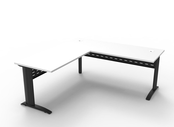 Rapidline Rapid Span Open Workstation with Return 1800 x 1800 x 700mm Natural White / Black Satin