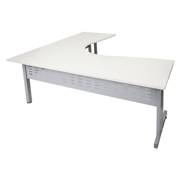 Rapidline Rapid Span C Leg Corner Workstation 1500 x 1500 x 700mm Natural White / Precious Silver Base