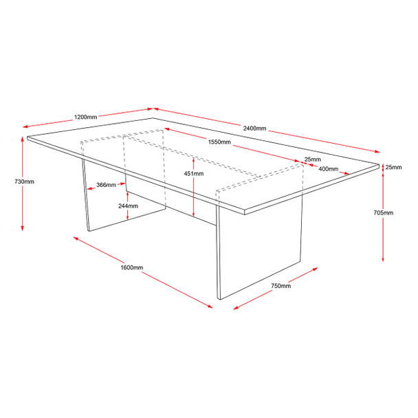 Rapidline Rapid Worker Table 2400 x 1200mm Rectangular Meeting and Boardroom Natural Oak / Ironstone
