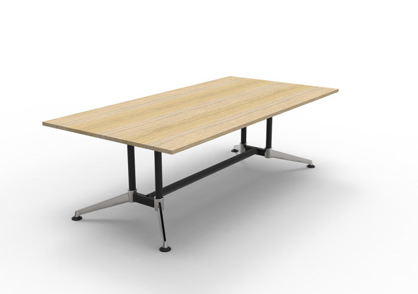 Rapidline Typhoon Meeting and Boardroom Table 2400 x 750mm Natural Oak / Black Aluminium