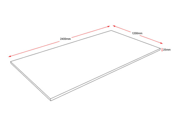Rapidline Rectangular Table Top Only 2400 x 1200 x 25mm Cherry