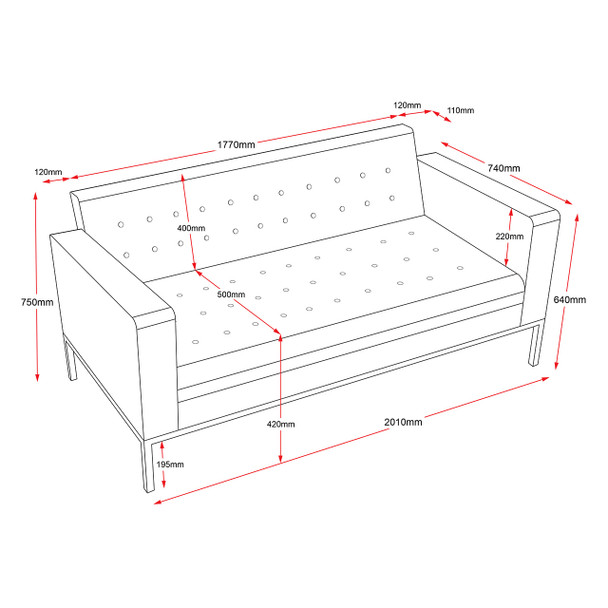 Rapidline Venus Black PU 3 Seater Lounge