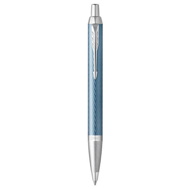 Parker IM Premium Ballpoint Pen Blue Grey Lacquer and Chrome Trim Medium Tip