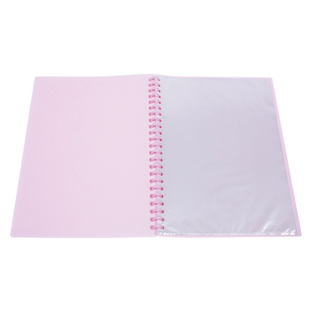 Marbig Clearview Display Book 20 Pocket Refillable A4 Pastel Pink