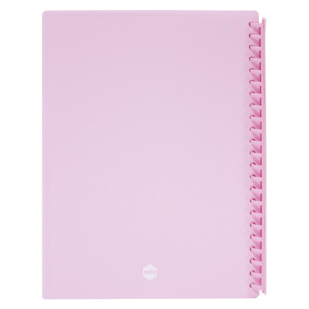 Marbig Clearview Display Book Refillable 20 Pocket A4 Pastel Pink
