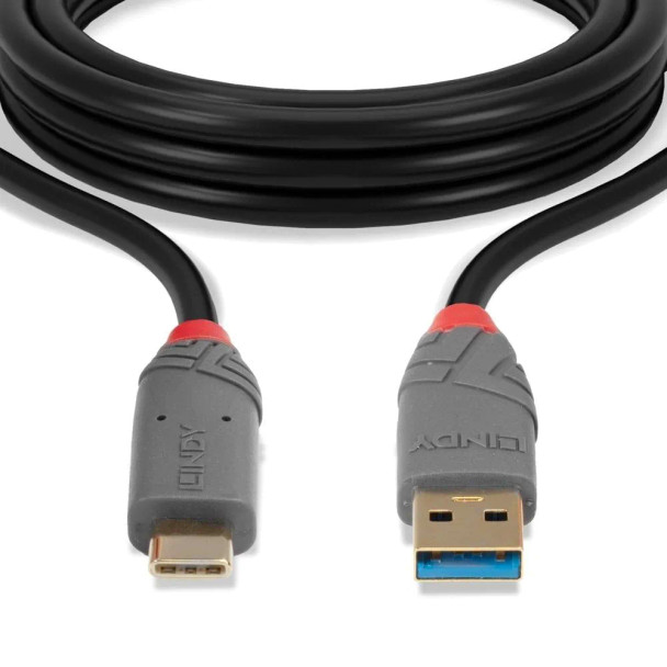Type A to C Cable 10Gbps 5A PD Anthra Line Lindy 1.5m USB 3.2