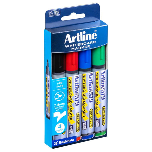 Artline 579 Whiteboard Marker 5mm Chisel Nib Assorted 157944 Wallet 4 | Mega Office Supplies