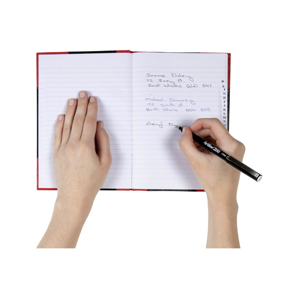 Cumberland Original A5 100 Leaf Indexed Ruled FCA5100I Red and Black Notebook | Mega Office Supplies