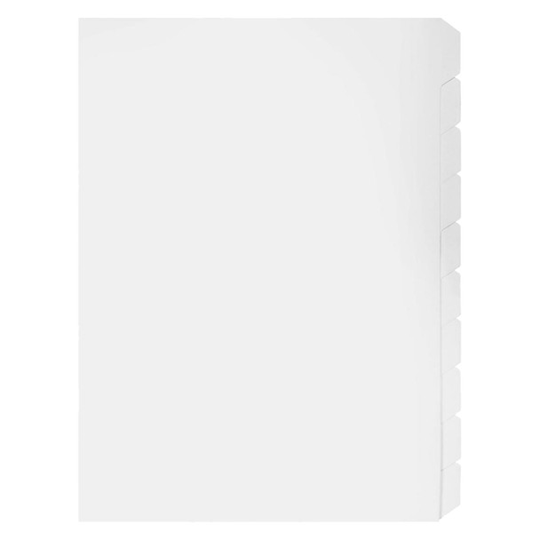 Marbig A4 Indices and Dividers 10 Tab Manilla Unpunched White Pack of 25