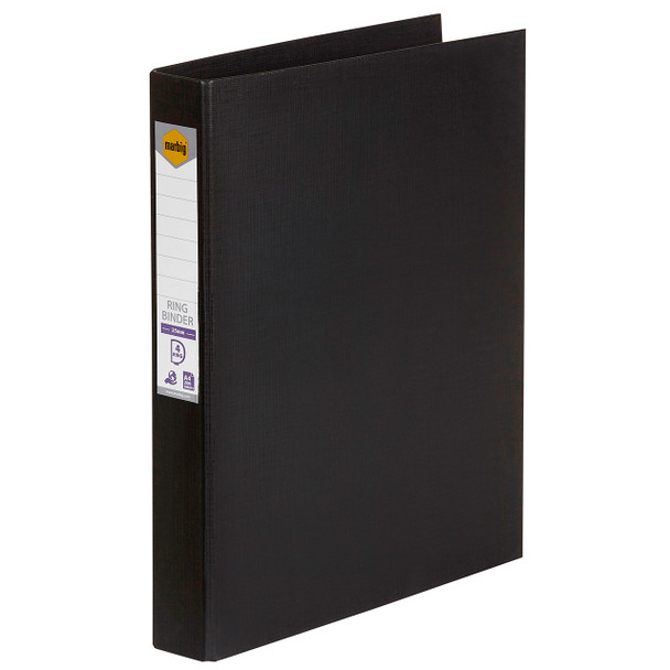 Marbig Ring Binder 25mm 4D Polyethylene A4 Black Box of 6