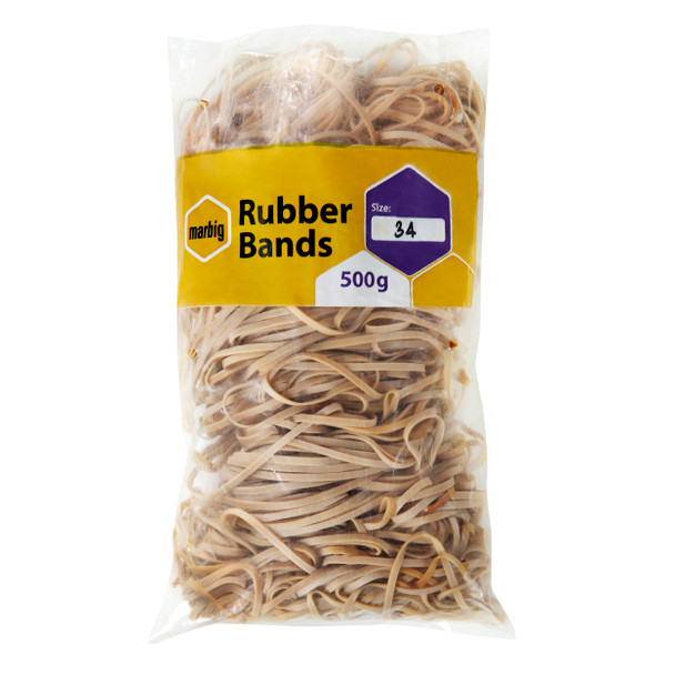 Marbig Rubber Bands Size 34 500g Carton of 5