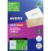 Avery premium address labels with AveryEco product pack front showing white matt labels suitable for laser and inkjet