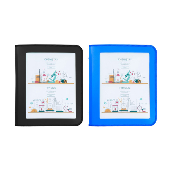 Marbig Professional Zipper Binder 25mm 2D with Insert Cover Black Blue Assorted Box of 10