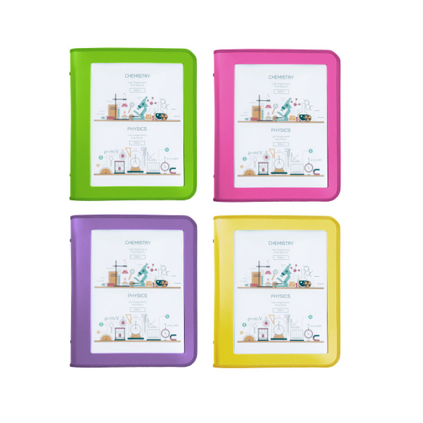 Marbig Professional Zipper Binder 25mm 2D with Insert Cover Assorted Box of 10