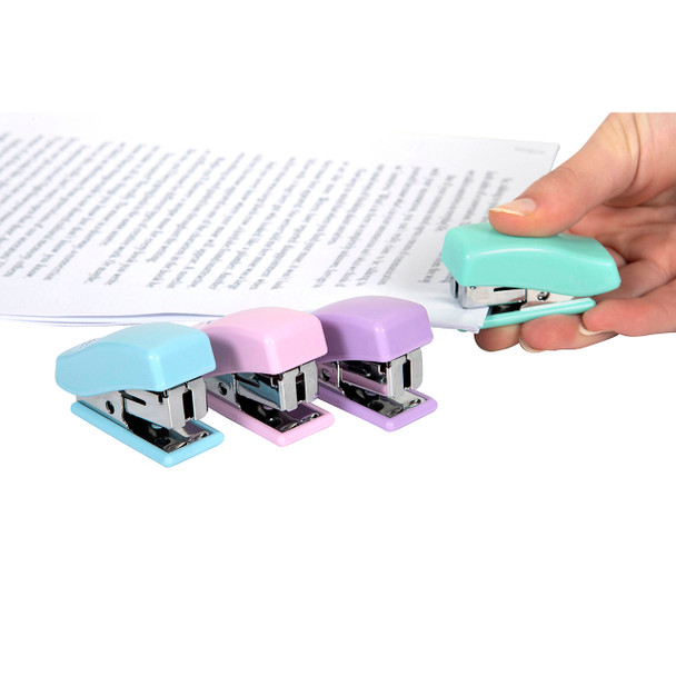 Marbig Pastel Assorted Stapler Mini Half Strip with 1000 Staples Box of 12
