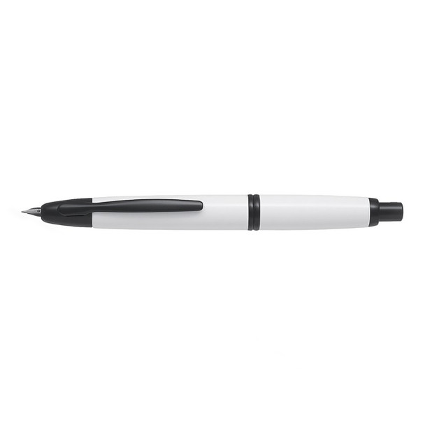 Pilot Fountain Pen Capless Black Accent Gloss White Barrel Stub Nib
