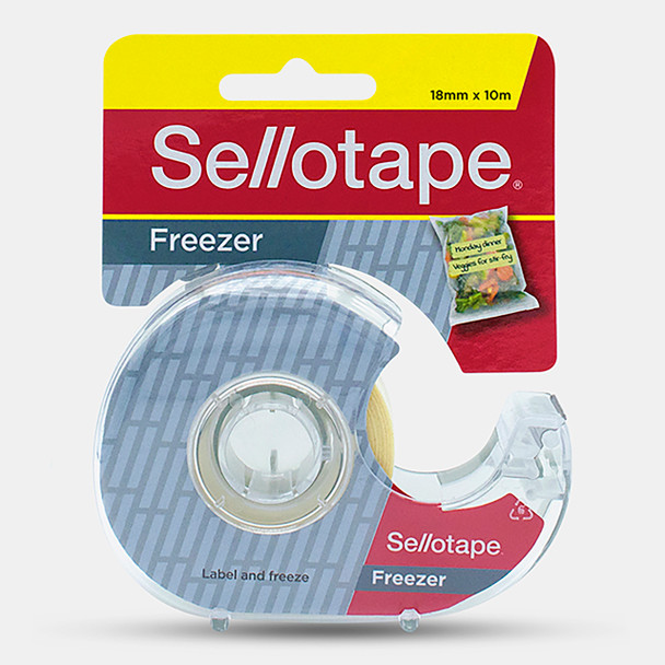 Sellotape Freezer Tape Roll with Dispenser 18mm x 10m Pack of 8