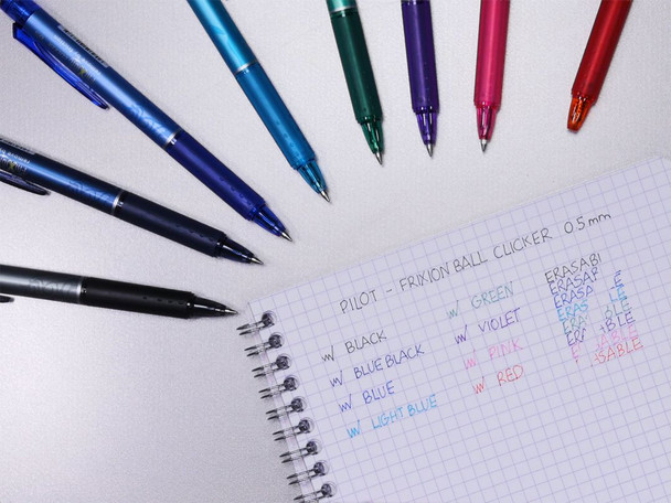 Pilot FriXion Clicker Blue Black Erasable Retractable Gel Pen Extra Fine Box of 12