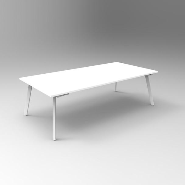 Rapidline Eternity Rectangle Meeting and Boardroom Table 2400 x 1200mm Natural White / White Satin