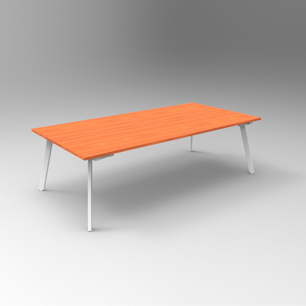Rapidline Eternity Rectangle Meeting and Boardroom Table 2400 x 1200mm Cherry / White Satin