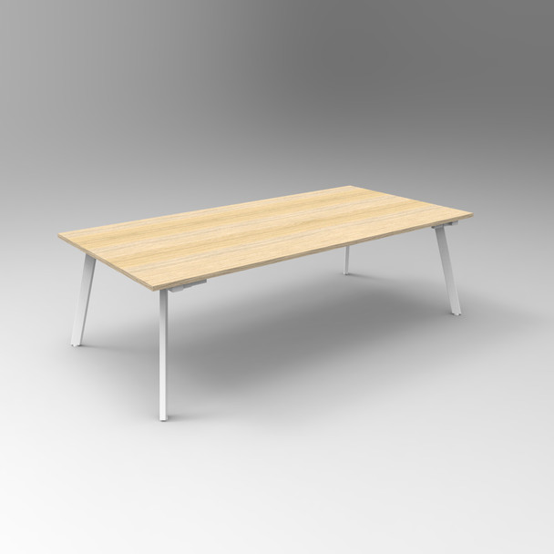 Rapidline Eternity Rectangle Meeting and Boardroom Table 2400 x 1200mm Natural Oak / White Satin