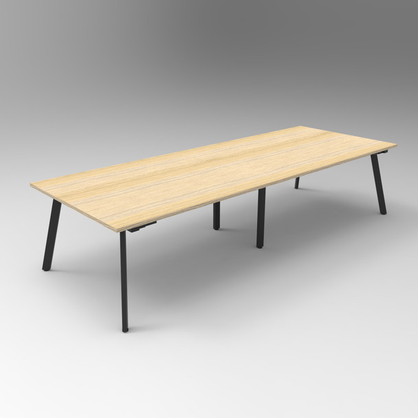 Rapidline Eternity Rectangle Meeting and Boardroom Table 3200 x 1200mm Natural Oak / Black Satin