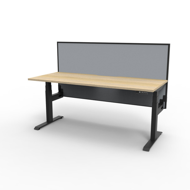 Rapidline Boost Plus Single Sided Workstation 1800 x 750mm with Screen Natural Oak / Black Satin