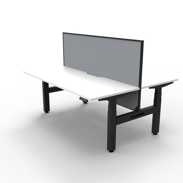 Rapidline Boost Plus 1200 x 750mm Back to Back Workstation with Screen Natural White / Black Satin