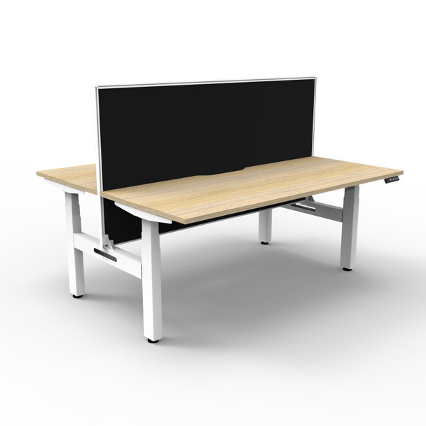Rapidline Boost Plus Back to Back Workstation 1200 x 750mm with Screen Natural Oak / White Satin