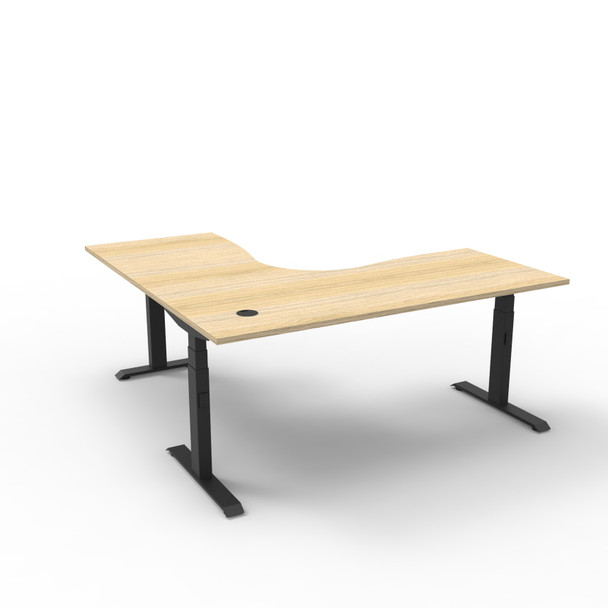 Rapidline Boost Plus 1500 x 1500 x 750mm Corner Workstation Natural Oak / Black Satin