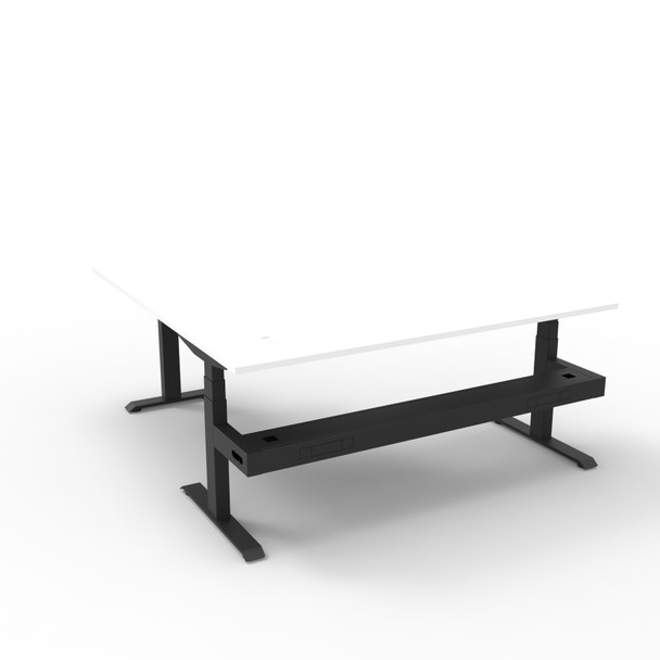 Rapidline Boost Plus Corner 1500 x 1500 x 750mm Workstation with Cable Tray Natural White / Black Satin