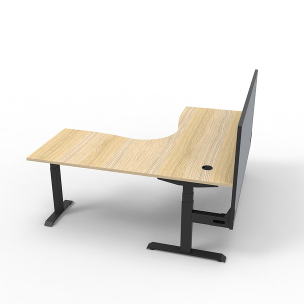 Rapidline Boost Plus Corner 1500 x 1500 x 750mm Workstation with Screen Natural Oak / Black Satin