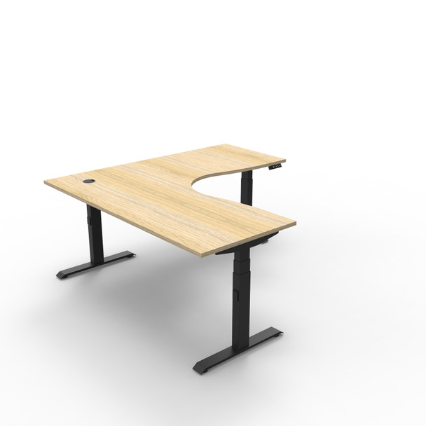 Rapidline Boost Plus Corner 1800 x 1800 x 750mm Workstation Natural Oak / Black Satin