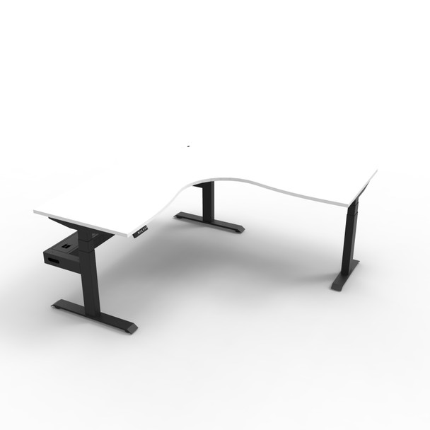 Rapidline Boost Plus Corner 1800 x 1800 x 750mm Workstation with Cable Tray Natural White / Black Satin